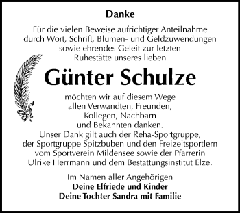 Traueranzeige von Günter Schulze von Super Sonntag Dessau-Roßlau