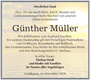 Traueranzeige von Günther Müller von Mitteldeutsche Zeitung Merseburg/Querfurt