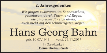 Traueranzeige von Hans Georg Bahn von Super Sonntag Köthen