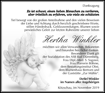 Traueranzeige von Hertha Winkler von Mitteldeutsche Zeitung Merseburg/Querfurt