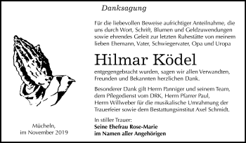 Traueranzeige von Hilmar Ködel von Mitteldeutsche Zeitung Merseburg/Querfurt