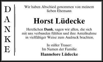 Traueranzeige von Horst Lüdecke von Mitteldeutsche Zeitung Dessau-Roßlau