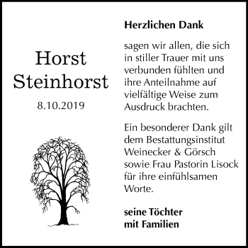 Traueranzeige von Horst Steinhorst von Mitteldeutsche Zeitung Bernburg