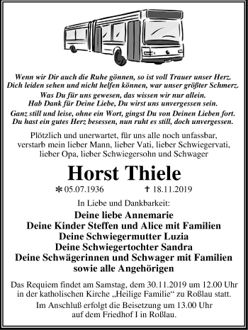 Traueranzeige von Horst Thiele von Mitteldeutsche Zeitung Dessau-Roßlau