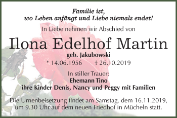 Traueranzeige von Ilona Edelhof Martin von Super Sonntag Merseburg/Querfurt