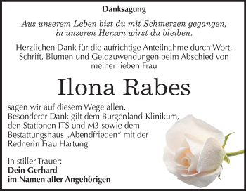 Traueranzeige von Ilona Rabes von Wochenspiegel Naumburg/Nebra