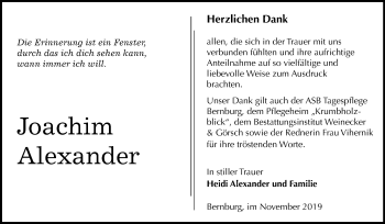 Traueranzeige von Joachim Alexander von Mitteldeutsche Zeitung Bernburg