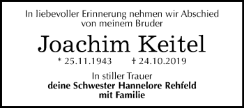 Traueranzeige von Joachim Keitel von Mitteldeutsche Zeitung Bernburg