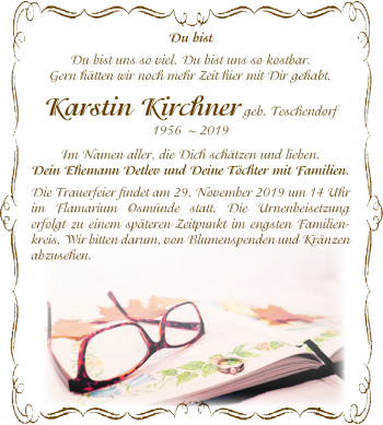 Traueranzeige von Karstin Kirchner von Mitteldeutsche Zeitung Halle/Saalkreis