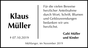 Traueranzeige von Klaus Müller von Super Sonntag Wittenberg