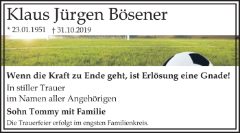 Traueranzeige von Klaus Jürgen Bösener von Super Sonntag Köthen