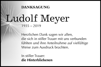 Traueranzeige von Ludolf Meyer von Wochenspiegel Weißenfels