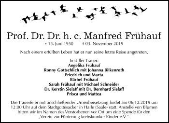 Traueranzeige von Manfred Frühauf von Mitteldeutsche Zeitung Halle/Saalkreis