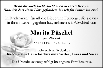 Traueranzeige von Marita Püschel von Super Sonntag Dessau-Roßlau
