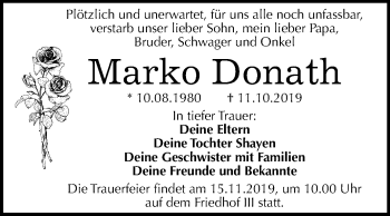 Traueranzeige von Marko Donath von Mitteldeutsche Zeitung Dessau-Roßlau
