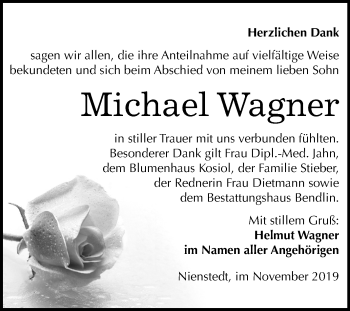 Traueranzeige von Michael Wagner von Mitteldeutsche Zeitung Sangerhausen