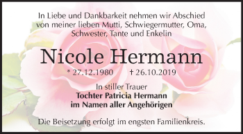 Traueranzeige von Nicole Hermann von Super Sonntag Bernburg