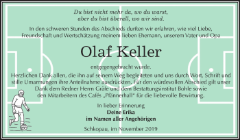 Traueranzeige von Olaf Keller von Mitteldeutsche Zeitung Merseburg/Querfurt