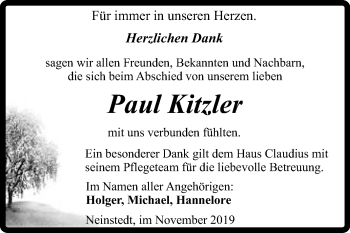 Traueranzeige von Paul Kitzler von Mitteldeutsche Zeitung Quedlinburg