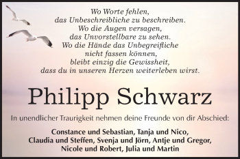 Traueranzeige von Philipp Schwarz von Mitteldeutsche Zeitung Dessau-Roßlau