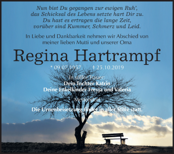 Traueranzeige von Regina Hartrampf von Wochenspiegel Naumburg/Nebra