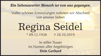 Traueranzeige von Regina Seidel von Mitteldeutsche Zeitung Dessau-Roßlau
