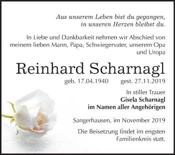 Traueranzeige von Reinhard Scharnagl von Super Sonntag Sangerhausen