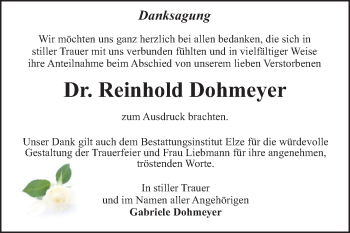 Traueranzeige von Reinhold Dohmeyer von Super Sonntag Dessau-Roßlau
