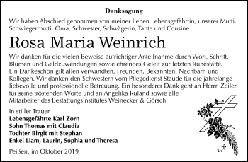 Traueranzeige von Rosa Maria Weinrich von Super Sonntag Bernburg