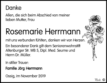 Traueranzeige von Rosemarie Herrmann von Mitteldeutsche Zeitung Zeitz