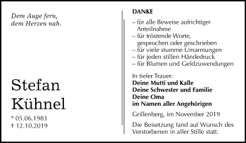 Traueranzeige von Stefan Kühnel von Mitteldeutsche Zeitung Sangerhausen
