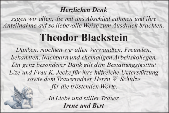 Traueranzeige von Theodor Blackstein von Mitteldeutsche Zeitung Dessau-Roßlau