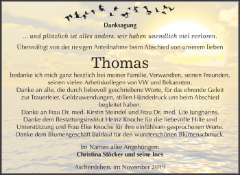 Traueranzeige von Thomas  von Super Sonntag Aschersleben