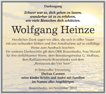 Traueranzeige von Wolfgang Heinze von Mitteldeutsche Zeitung Merseburg/Querfurt