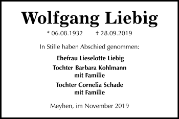 Traueranzeige von Wolfgang Liebig von Mitteldeutsche Zeitung Naumburg/Nebra