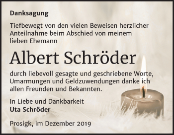 Traueranzeige von Albert Schröder von Super Sonntag Köthen