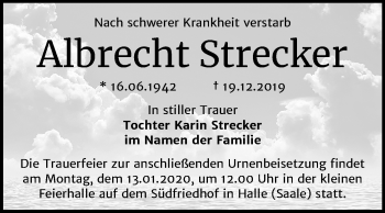 Traueranzeige von Albrecht Strecker von Mitteldeutsche Zeitung Halle/Saalkreis
