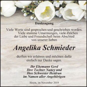 Traueranzeige von Angelika Schmieder von Wochenspiegel Aschersleben