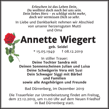 Traueranzeigen von Wiegert www.abschiednehmen.de