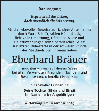 Traueranzeige von Eberhard Bräuer von Mitteldeutsche Zeitung Wittenberg