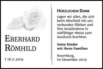 Traueranzeige von Eberhard Römhild von Wochenspiegel Naumburg/Nebra