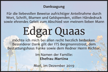 Traueranzeige von Edgar Quaas von Mitteldeutsche Zeitung Halle/Saalkreis