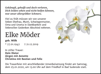 Traueranzeige von Elke Möder von Super Sonntag Quedlinburg