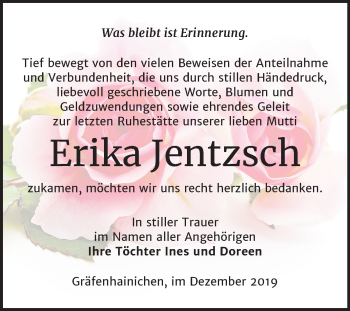 Traueranzeige von Erika Jentzsch von Mitteldeutsche Zeitung Wittenberg