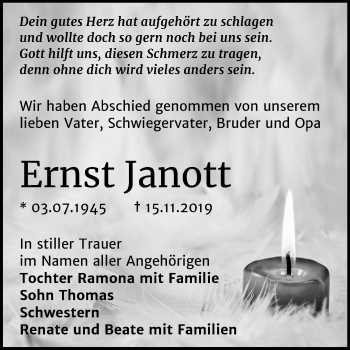 Traueranzeige von Ernst Janott von Mitteldeutsche Zeitung Wittenberg