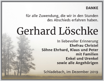 Traueranzeige von Gerhard Löschke von Super Sonntag Merseburg/Querfurt