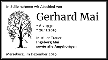 Traueranzeige von Gerhard Mai von Mitteldeutsche Zeitung Merseburg/Querfurt