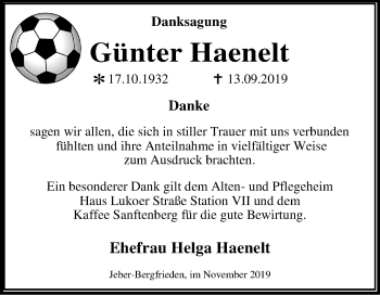 Traueranzeige von Günter Haenelt von Mitteldeutsche Zeitung Wittenberg