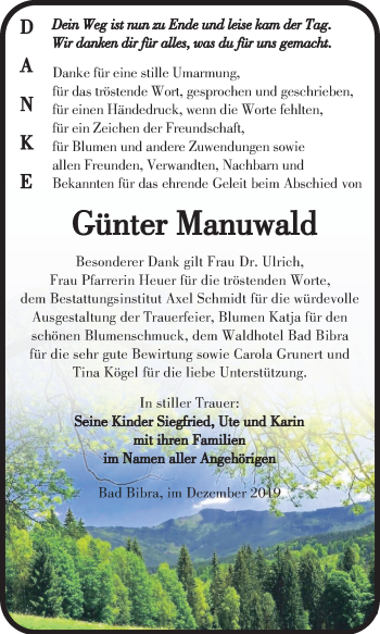 Traueranzeige von Günter Manuwald von Mitteldeutsche Zeitung Naumburg/Nebra