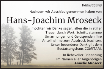 Traueranzeige von Hans-Joachim Mroseck von Mitteldeutsche Zeitung Zeitz